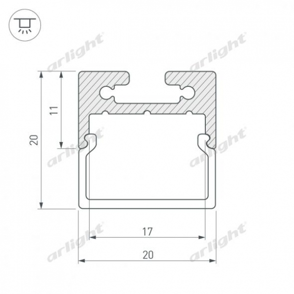Профиль с экраном SL-LINE-2011M-2500 ANOD+OPAL SQUARE