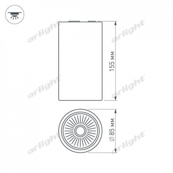 Светильник накладной SP-POLO-R85-1-15W Warm White 40deg (White, Black Ring)