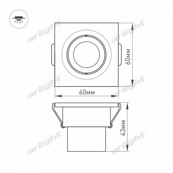 Светодиодный светильник LTM-S60x60WH 3W Warm White 30deg