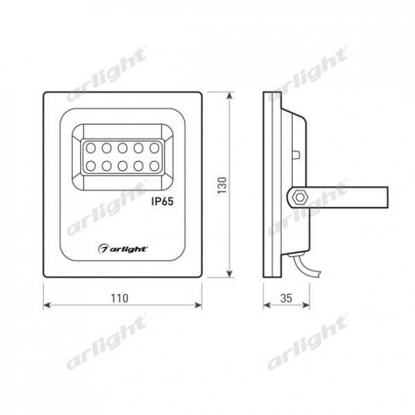 Светодиодный прожектор AR-FLAT-ARCHITECT-10W-220V Day (Grey, 50x70 deg)