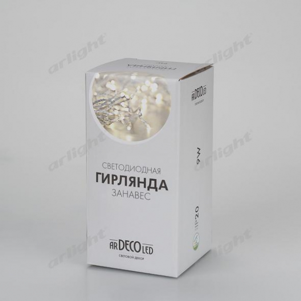 Светодиодная гирлянда ARD-CURTAIN-HOME-1500x1500-CLEAR-144LED Warm (230V, 6W)
