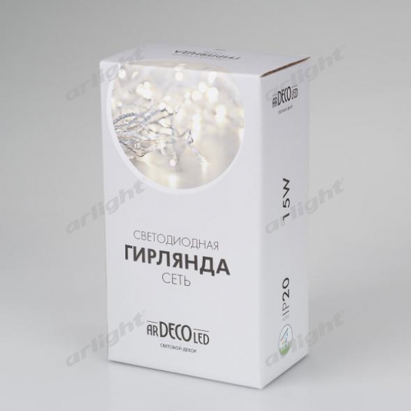 Светодиодная гирлянда ARD-NETLIGHT-HOME-1800x1500-CLEAR-180LED RGB (230V, 15W)