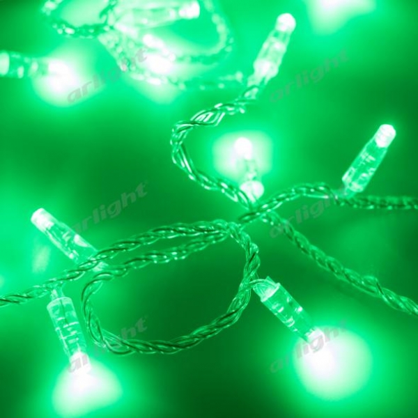 Светодиодная гирлянда ARD-STRING-CLASSIC-10000-CLEAR-100LED-STD GREEN (230V, 7W)