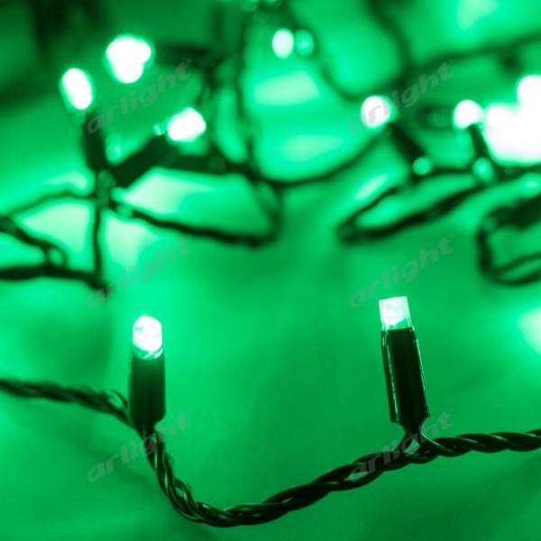 Светодиодная гирлянда ARD-STRING-CLASSIC-10000-BLACK-100LED-STD GREEN (230V, 7W)