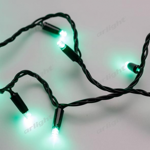 Светодиодная гирлянда ARD-STRING-CLASSIC-10000-BLACK-100LED-STD GREEN (230V, 7W)