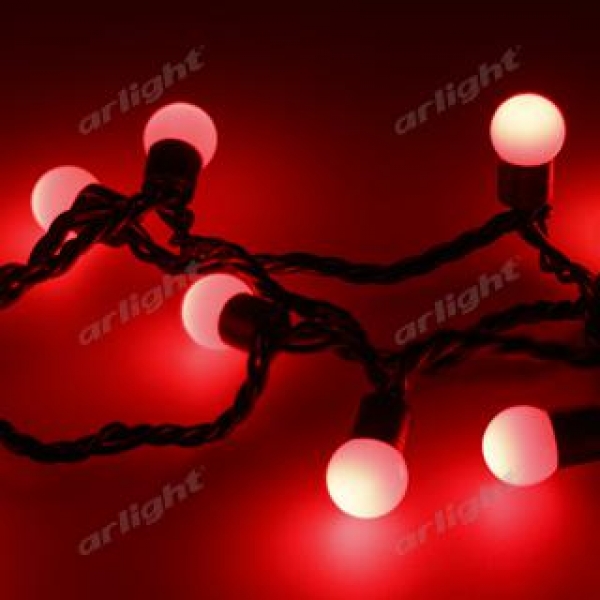 Светодиодная гирлянда ARD-BALL-CLASSIC-D17.5-10000-BLACK-100LED RED (230V, 7W)
