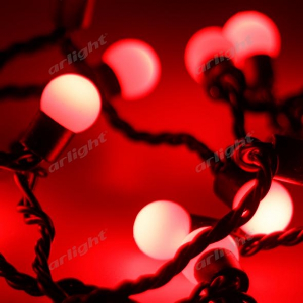 Светодиодная гирлянда ARD-BALL-CLASSIC-D17.5-10000-BLACK-100LED RED (230V, 7W)