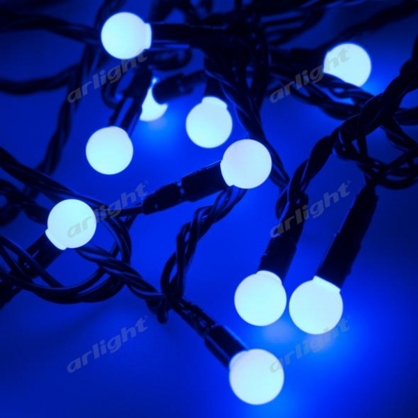 Светодиодная гирлянда ARD-BALL-CLASSIC-D13-5000-BLACK-50LED BLUE (230V, 3.5W)