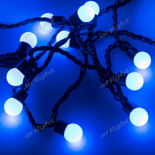 Светодиодная гирлянда ARD-BALL-CLASSIC-D17.5-10000-BLACK-100LED BLUE (230V, 7W)