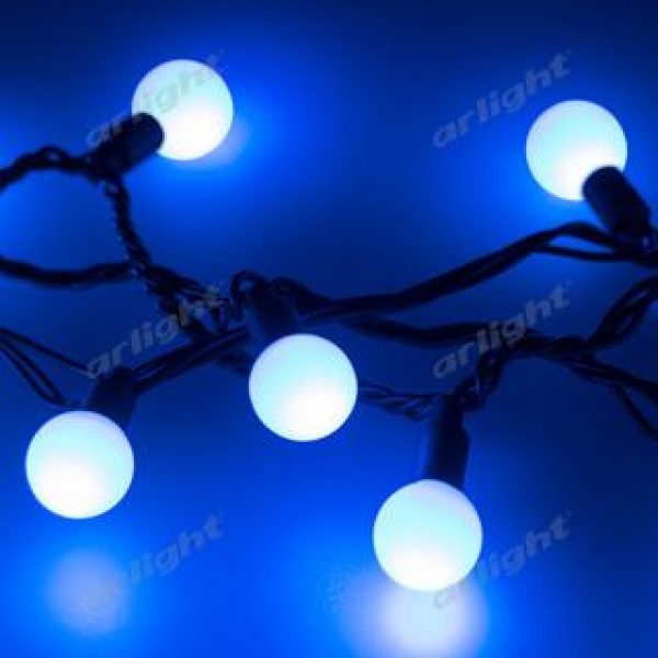Светодиодная гирлянда ARD-BALL-CLASSIC-D23-10000-BLACK-80LED BLUE (230V, 3.5W)
