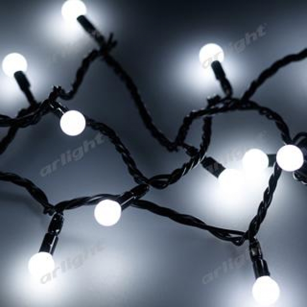 Светодиодная гирлянда ARD-BALL-CLASSIC-D13-10000-BLACK-100LED WHITE (230V, 7W)