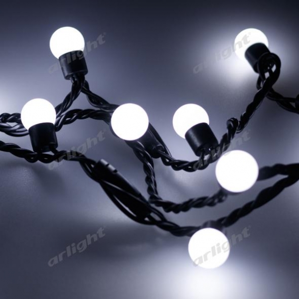 Светодиодная гирлянда ARD-BALL-CLASSIC-D17.5-10000-BLACK-100LED WHITE (230V, 7W)