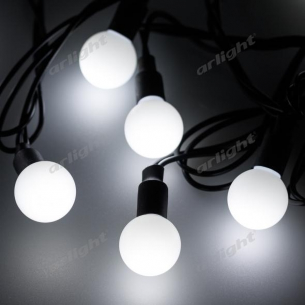 Светодиодная гирлянда ARD-BALL-CLASSIC-D23-10000-BLACK-80LED WHITE (230V, 3.5W)