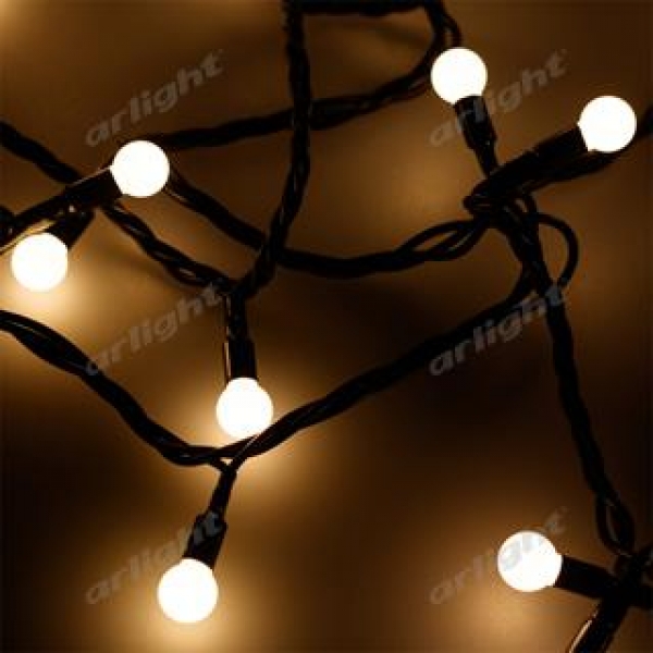 Светодиодная гирлянда ARD-BALL-CLASSIC-D13-10000-BLACK-100LED WARM (230V, 7W)