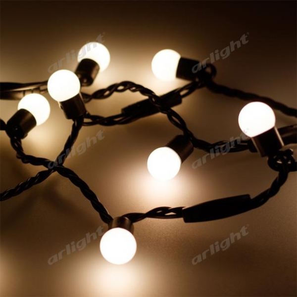 Светодиодная гирлянда ARD-BALL-CLASSIC-D17.5-10000-BLACK-100LED WARM (230V, 7W)
