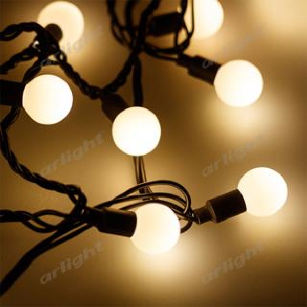 Светодиодная гирлянда ARD-BALL-CLASSIC-D23-10000-BLACK-80LED WARM (230V, 3.5W)