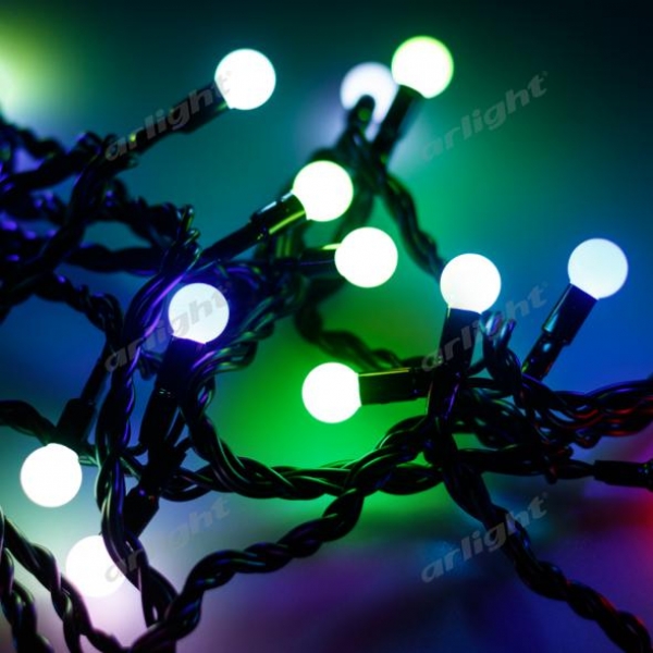Светодиодная гирлянда ARD-BALL-CLASSIC-D13-20000-BLACK-200LED RGB (230V, 14W)