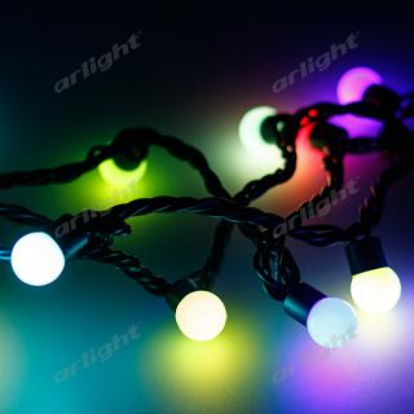 Светодиодная гирлянда ARD-BALL-CLASSIC-D17.5-10000-BLACK-100LED RGB (230V, 7W)