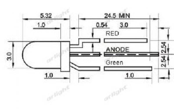 Светодиод ARL-3514EGW/3L (anode)